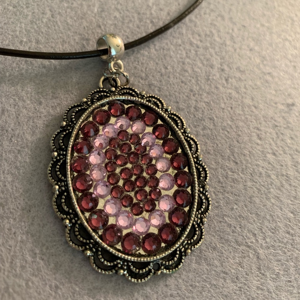 Lilac and purple handmade crystal necklace